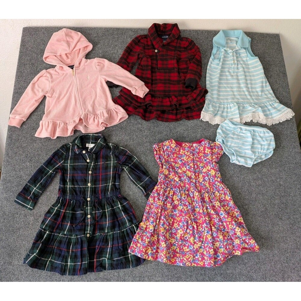 Ralph Lauren Baby Girl Dresses Button Up Various & Jacket Sz 18 Months Lot of 5